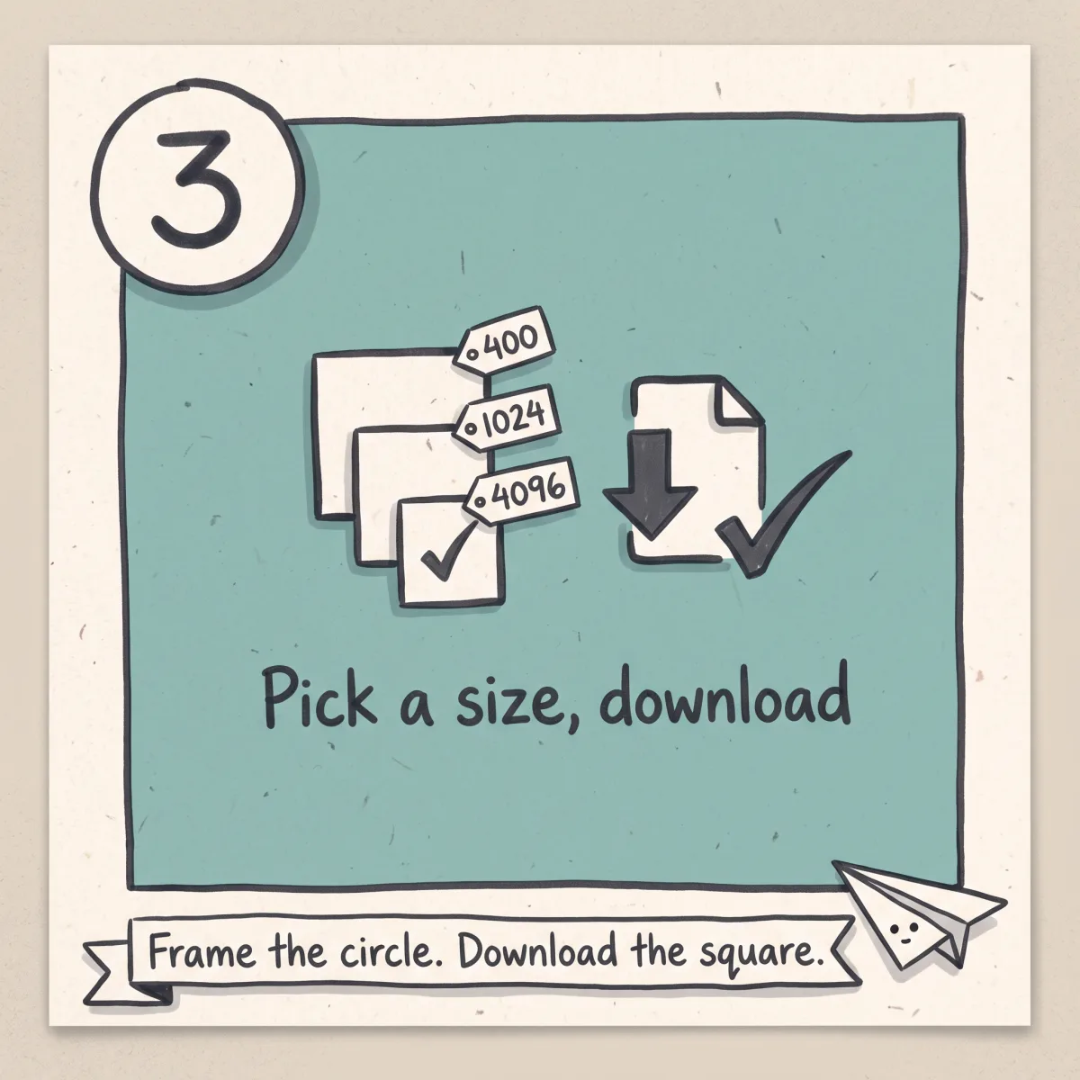 Choosing an export size and downloading the cropped profile picture