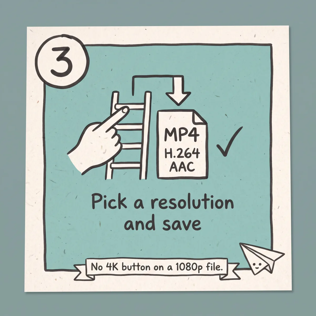 Picking a resolution up to 4K and saving the Vimeo video